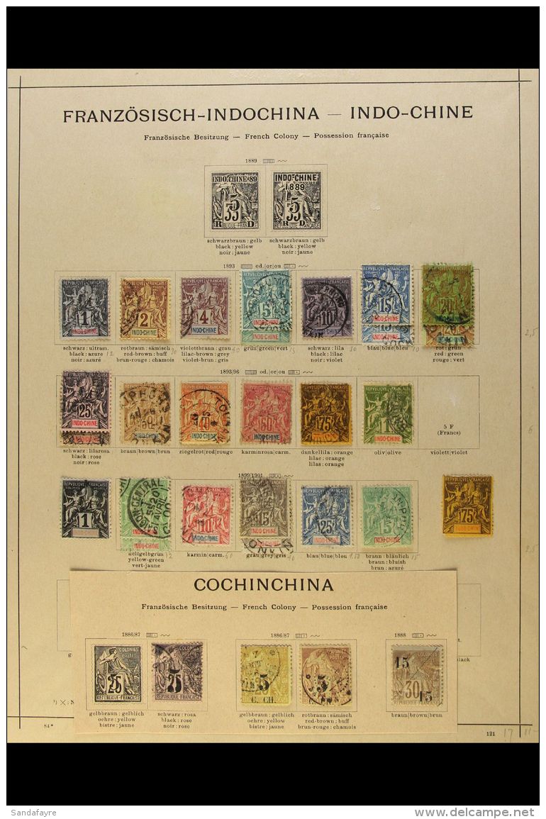 INDO-CHINA 1886-1908 OLD MOSTLY USED COLLECTION On Pages, Inc 1892-96 Tablets Used Set To 1f, Plus COCHINCHINE... - Other & Unclassified