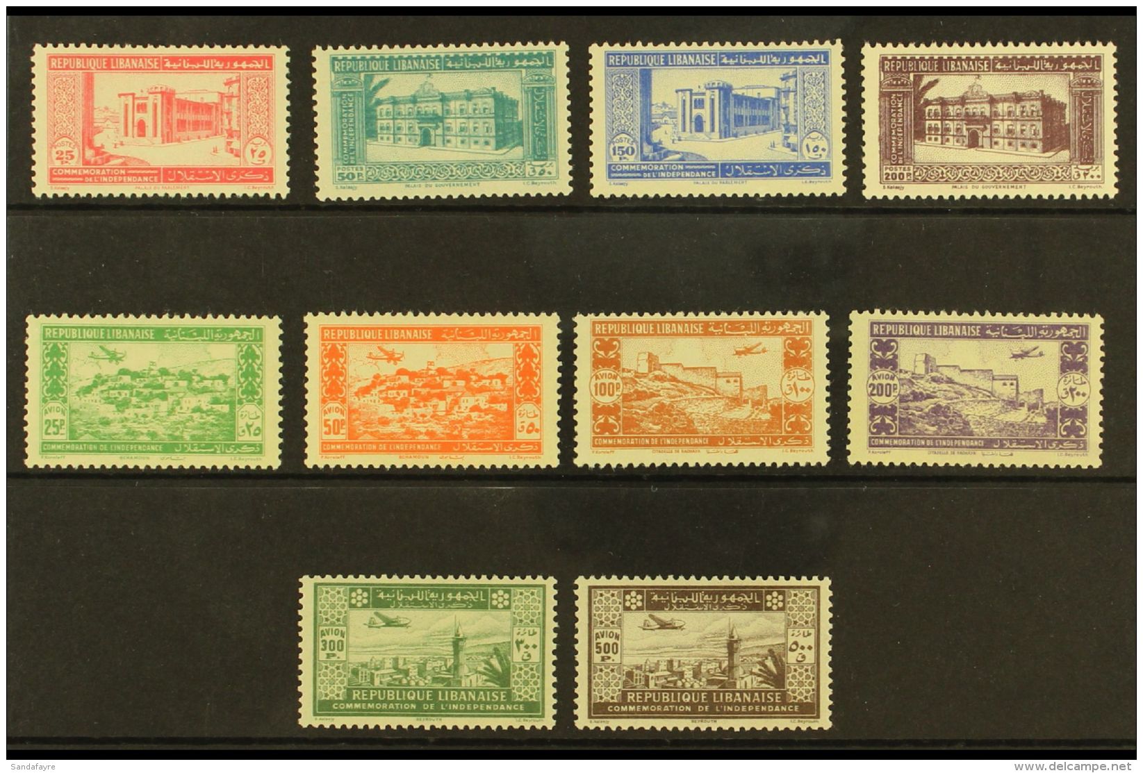 LEBANON 1943 Second Anniv Of Independence Postage &amp; Air Complete Set (Yvert 189/92 &amp; 85/96, SG 265/74),... - Other & Unclassified