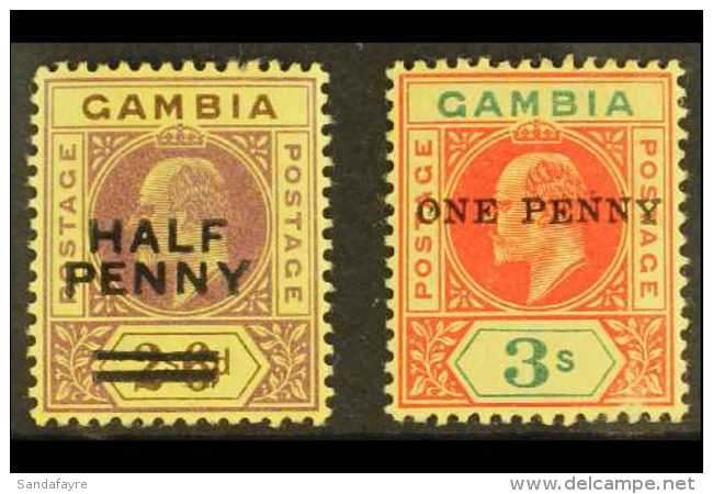 1906 &frac12;d And 1d Surcharge Pair, SG 69/70, Very Fine Mint. (2 Stamps) For More Images, Please Visit... - Gambia (...-1964)