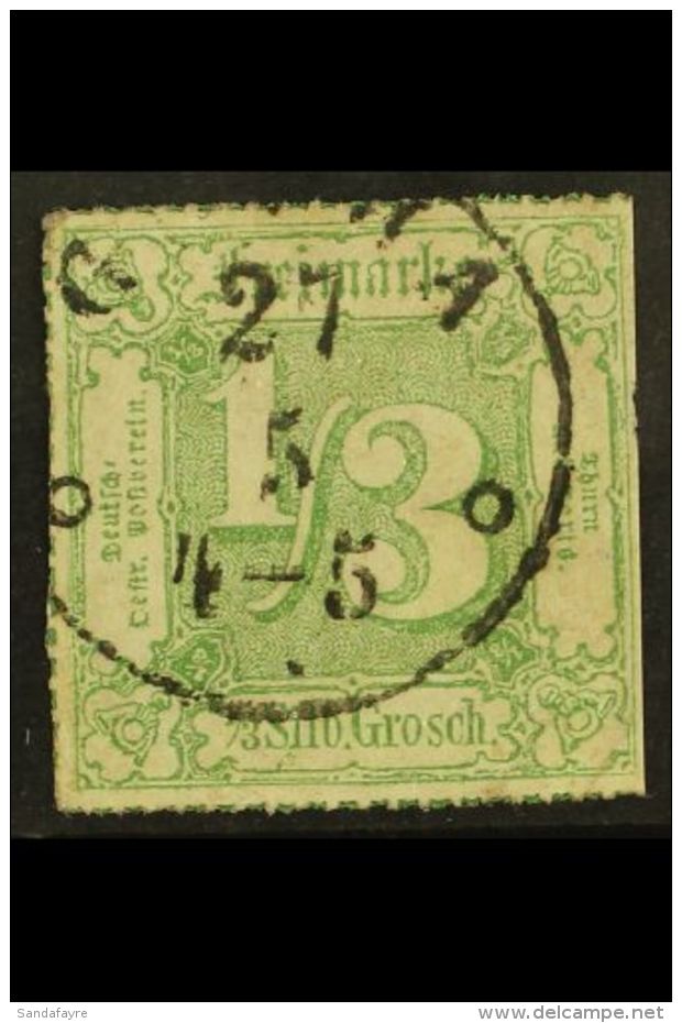 THURN &amp; TAXIS 1866 1/3sgr Pale Green With Coloured Roulettes, SG 39 (Michel 46), Used With Superb Cds &amp;... - Other & Unclassified