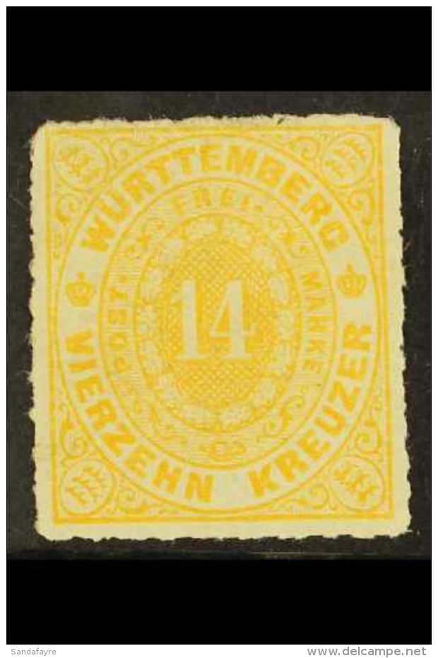 WURTTEMBERG 1869 14k Dull Yellow, Roulette, Mi 41b, SG 81, Good To Fine Mint. For More Images, Please Visit... - Other & Unclassified