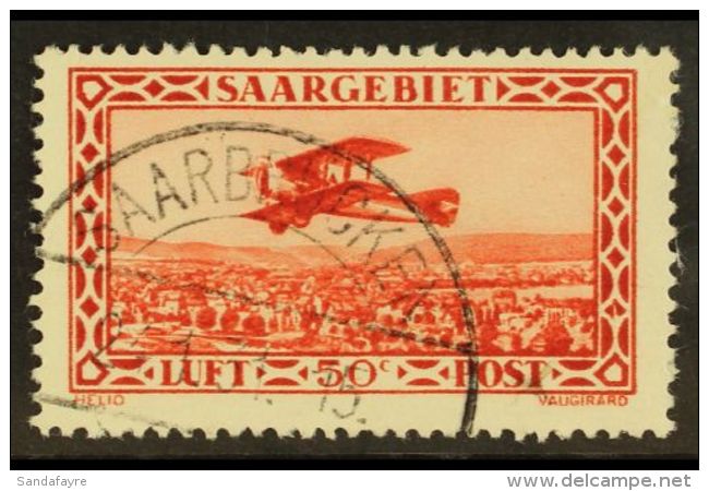 1928 50c Brown-lake Air PLATE FLAW (broken Square) Position 44, Michel 126 I/ III, Very Fine Used, Fresh. For More... - Other & Unclassified