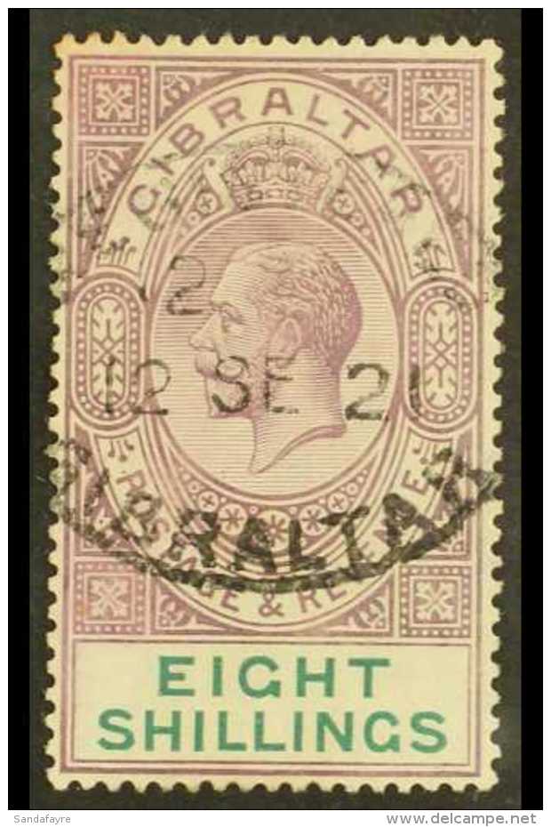 1912-24 KGV 8s Dull Purple And Green, SG 84, Very Fine Used With Fully Dated Registered Oval Cancel. For More... - Gibraltar