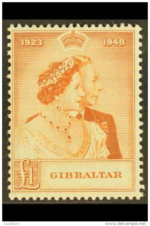 1948 &pound;1 Brown-orange Royal Silver Wedding, SG 135, Never Hinged Mint. For More Images, Please Visit... - Gibraltar