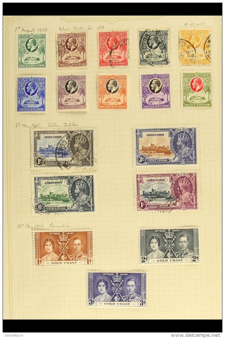 1928-54 ALL DIFFERENT Mint Or Used Collection On Old Album Pages, Includes 1928 Set With 3d To 5s Mint, 1935... - Gold Coast (...-1957)