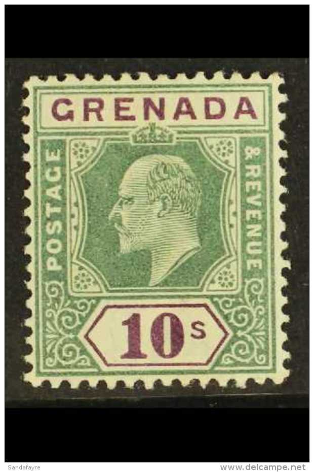 1902 10s Green &amp; Purple, Wmk Crown CA, SG 66, Very Fine Mint. For More Images, Please Visit... - Grenada (...-1974)