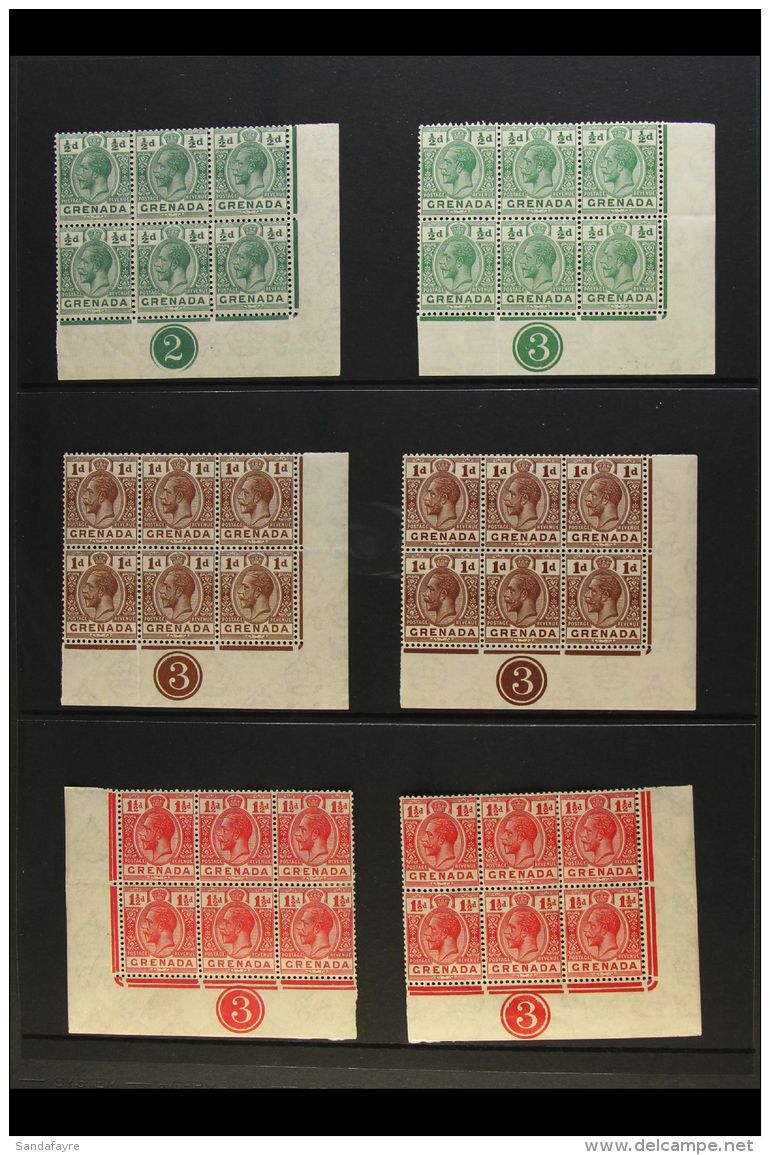 1921-32 CONTROL CORNER BLOCKS An ALL DIFFERENT Selection Of MSCA Wmk Control Corner Blocks Of 6 Including... - Grenada (...-1974)