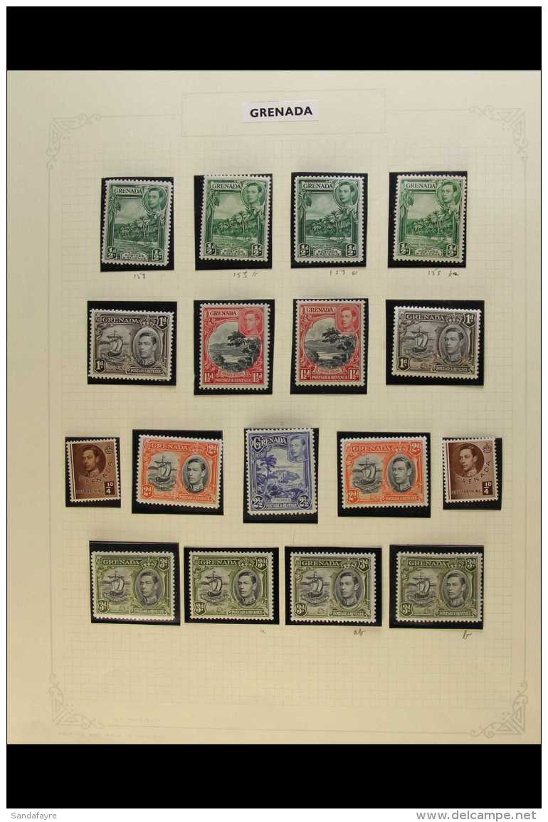 1937-1951 KGVI  VERY FINE MINT Collection In Hingeless Mounts On Leaves. With 1938-52 Definitives All Values Plus... - Grenada (...-1974)