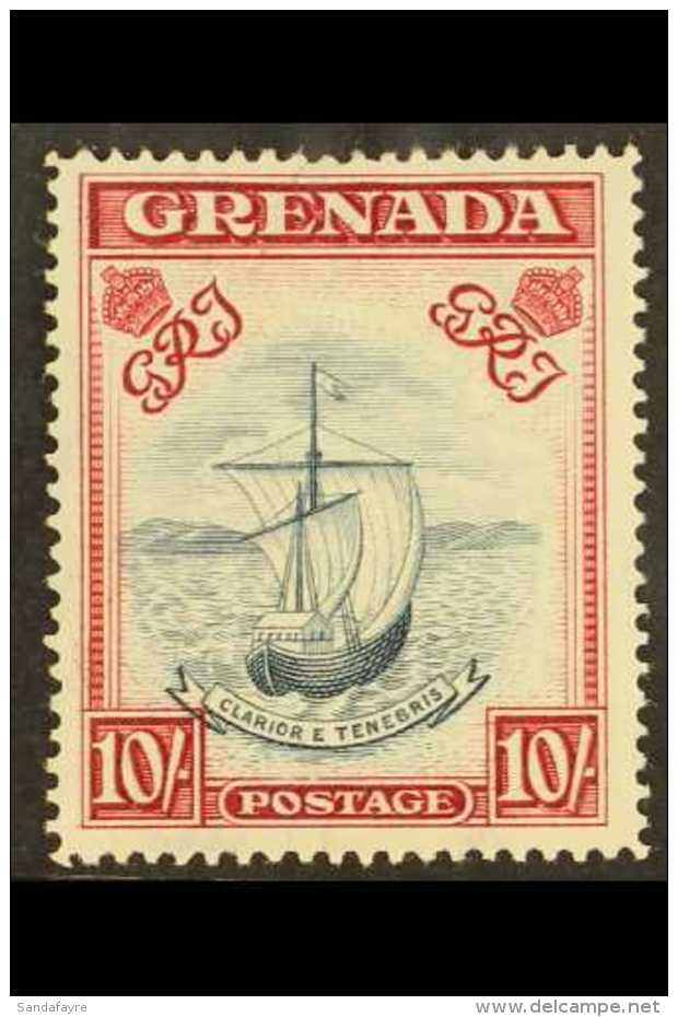 1938-50 10s Slate Blue And Carmine Lake, Wide Printing, Perf 14, SG 163d, Very Fine Mint. For More Images, Please... - Grenada (...-1974)