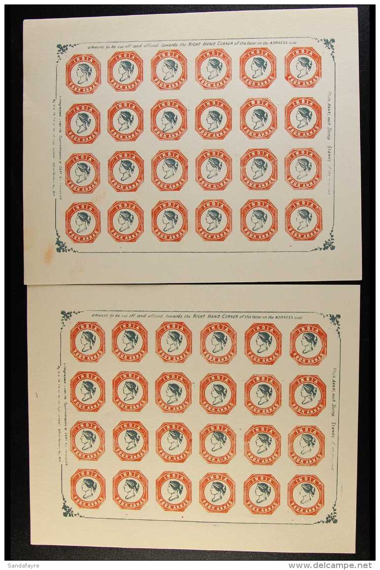 1854 FORGED COMPLETE SHEETS &frac12;a Vermilion (as SG 1) Sheet Of 96, &frac12;a Blue (as SG 2) Sheet Of 96, And... - Other & Unclassified