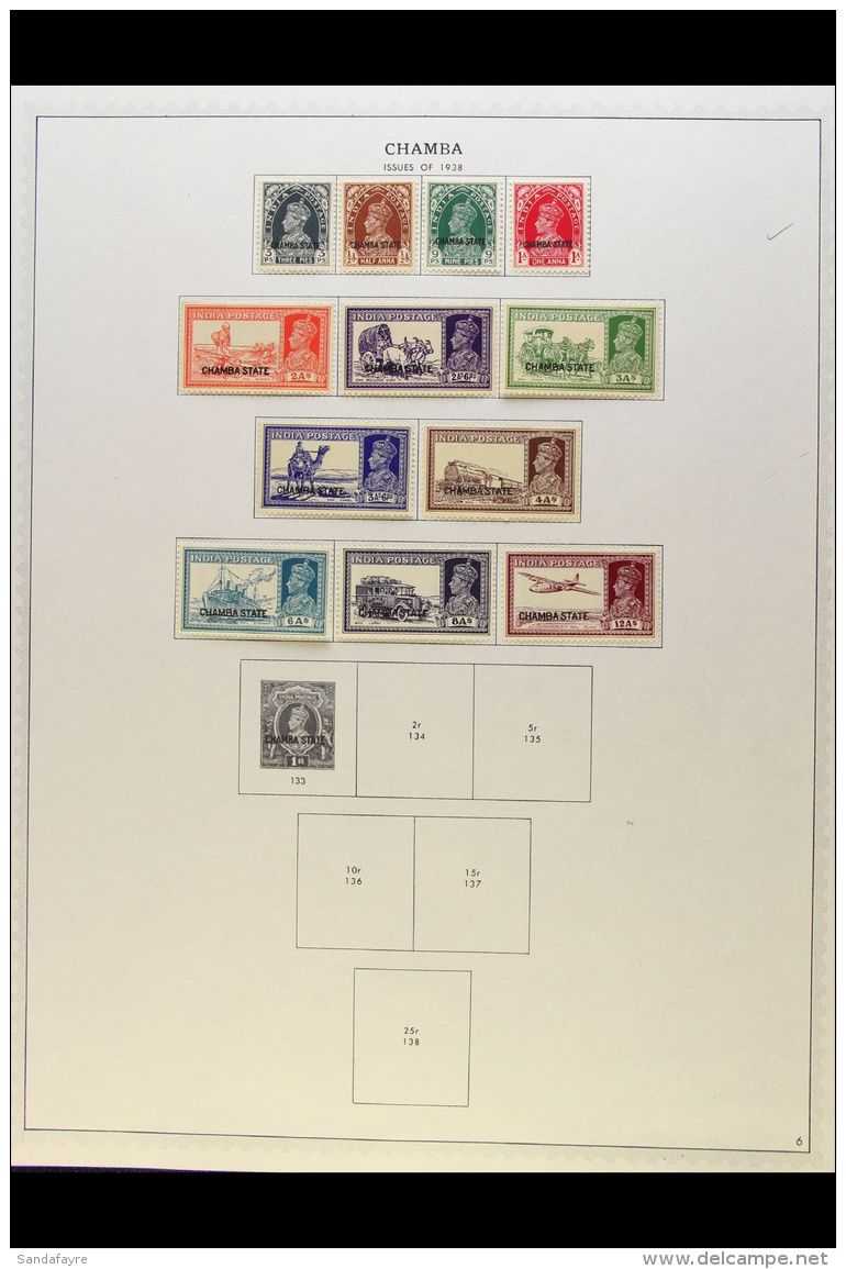 CHAMBA 1887-1948 ALL DIFFERENT Mint &amp; Used Collection Presented Neatly On Printed Pages. A Mostly Mint... - Other & Unclassified