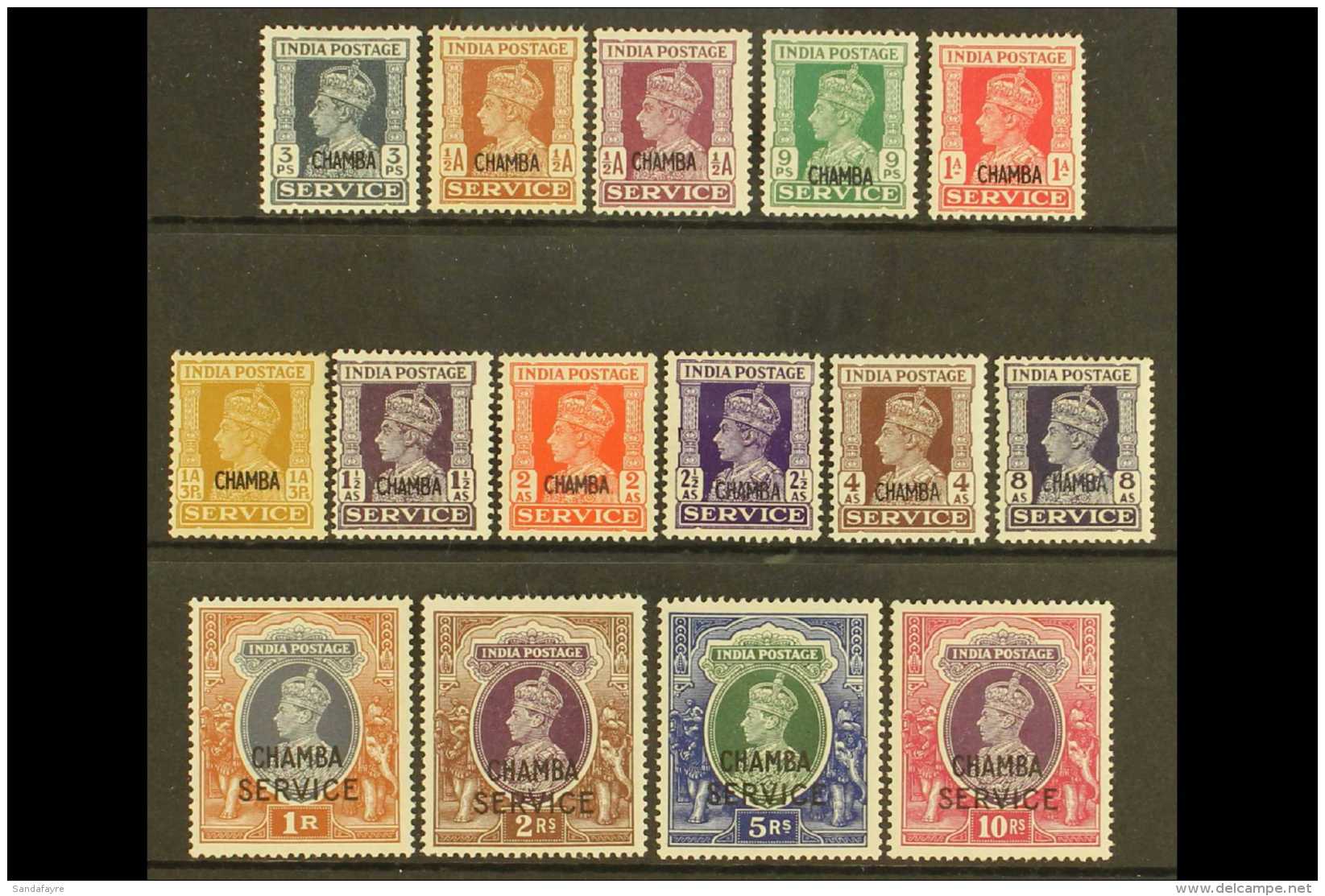 CHAMBA OFFICIALS. 1940-43 Opt'd Set, SG O72/O86, Fine Mint With Some Tiny Imperfections (15 Stamps) For More... - Other & Unclassified