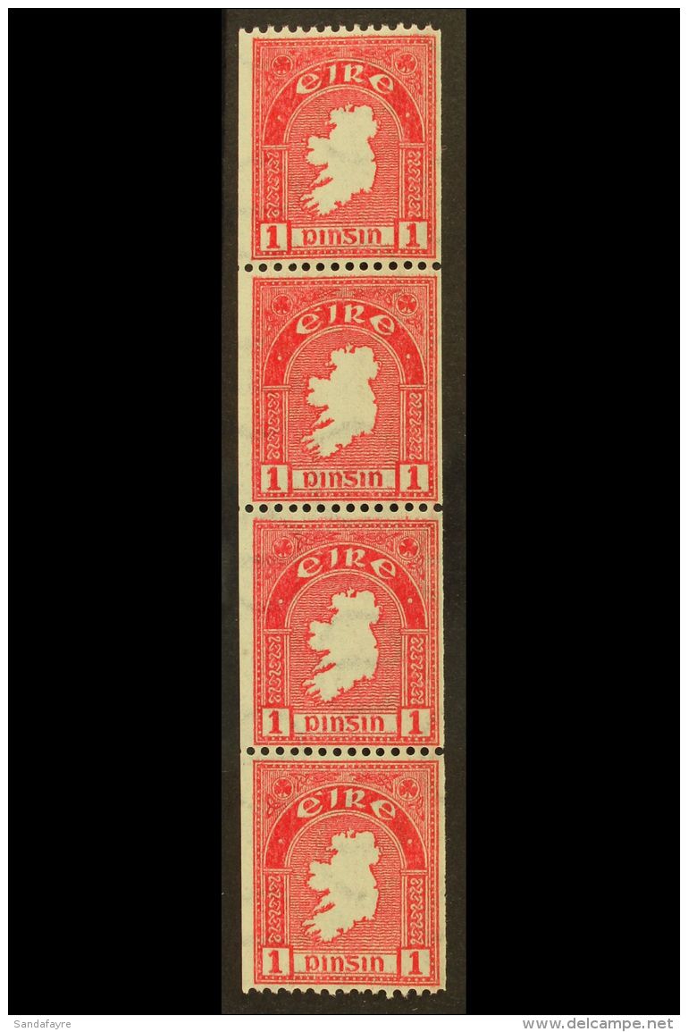 1940 COIL STAMP 1d Carmine, Perf 14 X Imperf, SG 112b, Mint Never Hinged Strip Of Four.  For More Images, Please... - Other & Unclassified