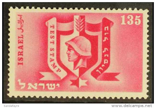 1949-55 "HELMET" ESSAY 135pr "Helmet" Test Stamp In Carmine, Perforated, Bale ESA-v, Very Fine Never Hinged Mint. ... - Other & Unclassified