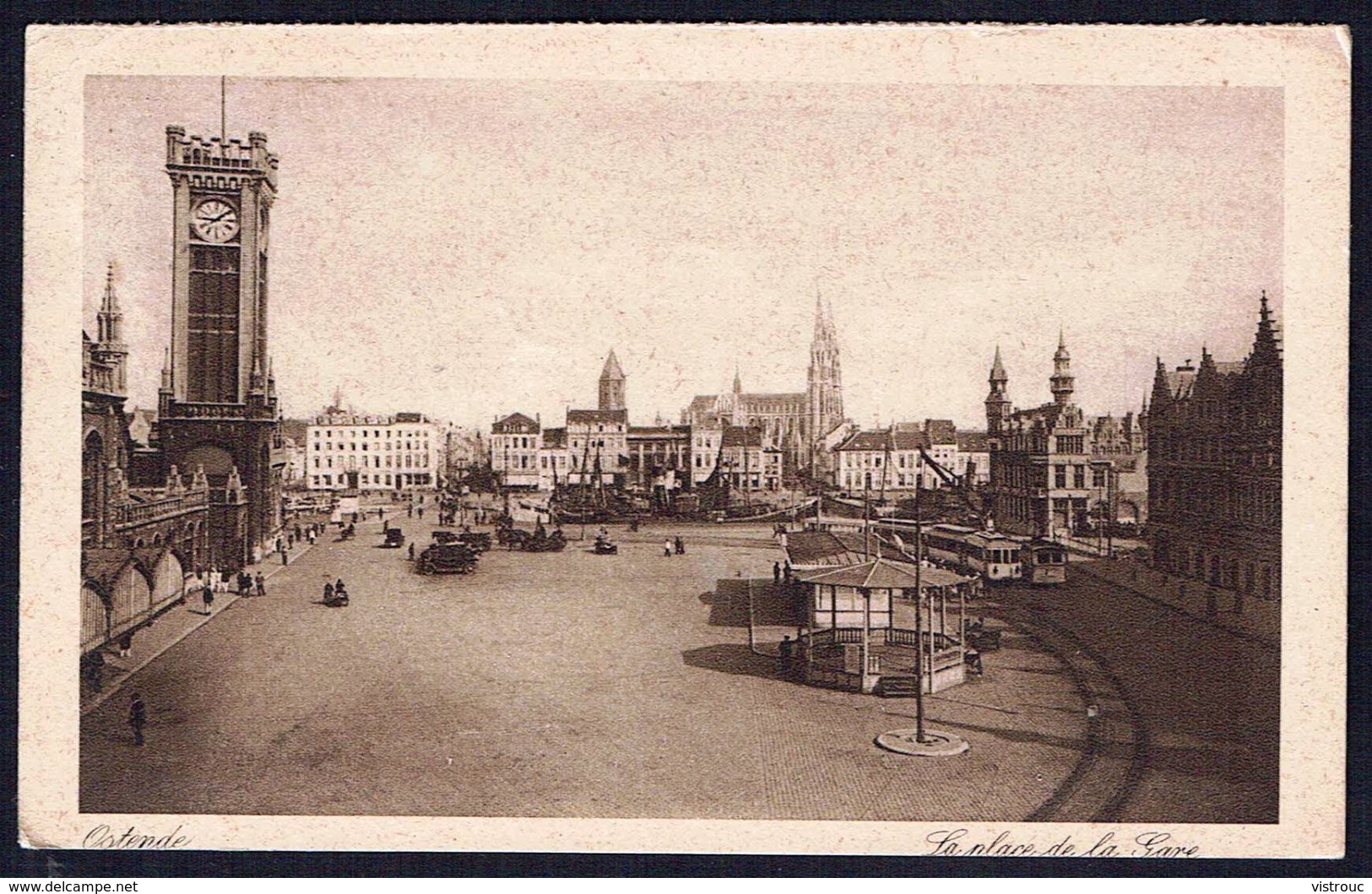 OOSTENDE / OSTENDE - Place De La Gare - Station Place - TRAM - Circulé - Circulated - Gelaufen - 1925. - Oostende