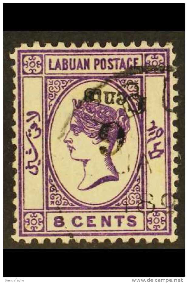 1891 6c On 8c Deep Violet With SURCHARGE INVERTED Error, SG 34a, Very Fine Used. Scarce! For More Images, Please... - North Borneo (...-1963)