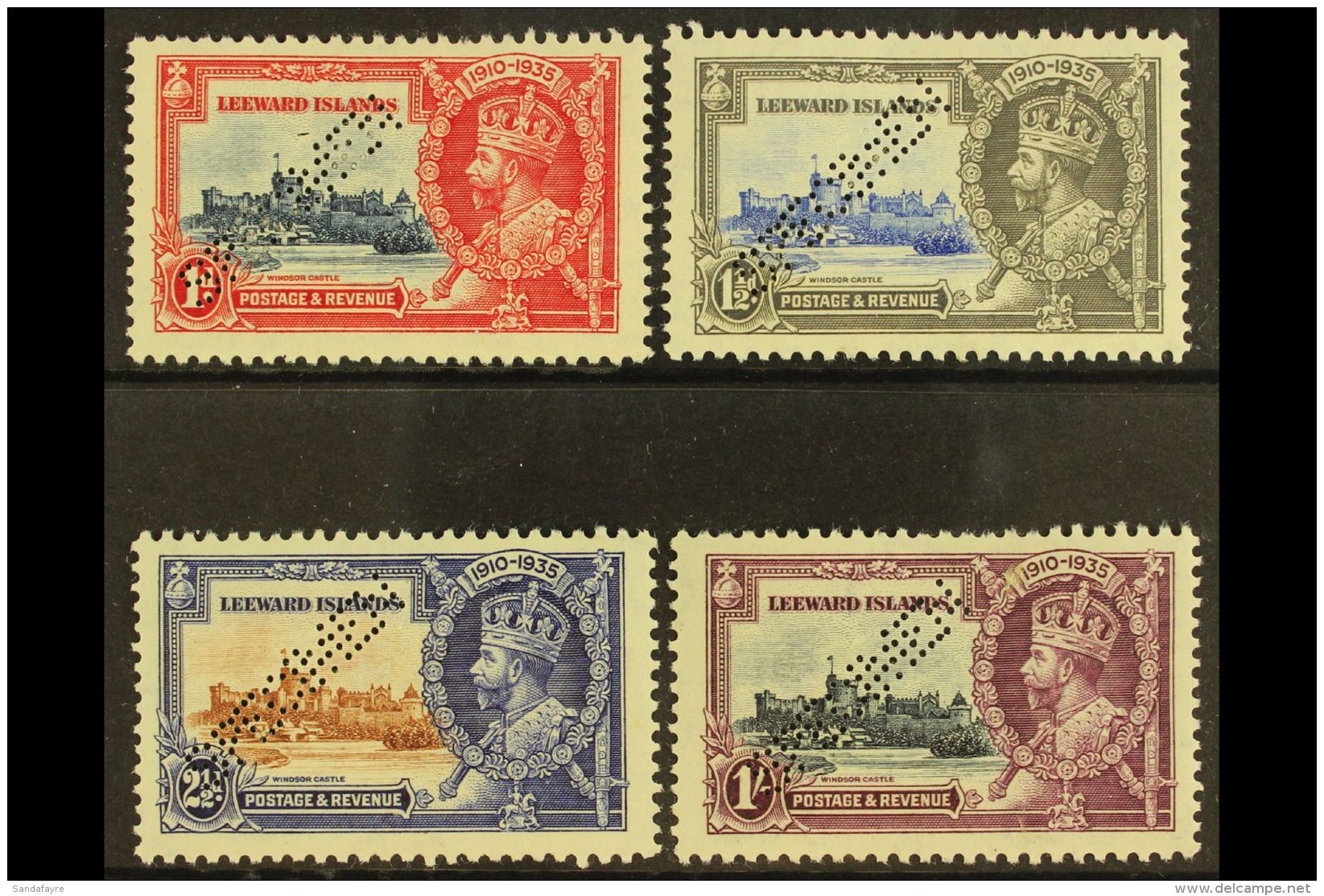 1935 Silver Jubilee Set Complete Perforated "Specimen", SG 88s/91s, Very Fine Mint Large Part Og. (4 Stamps) For... - Leeward  Islands