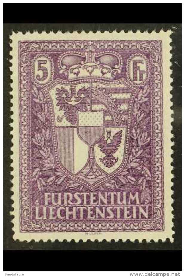 1933 5fr Violet "Arms", Mi 142, Very Fine And Fresh Mint. For More Images, Please Visit... - Other & Unclassified