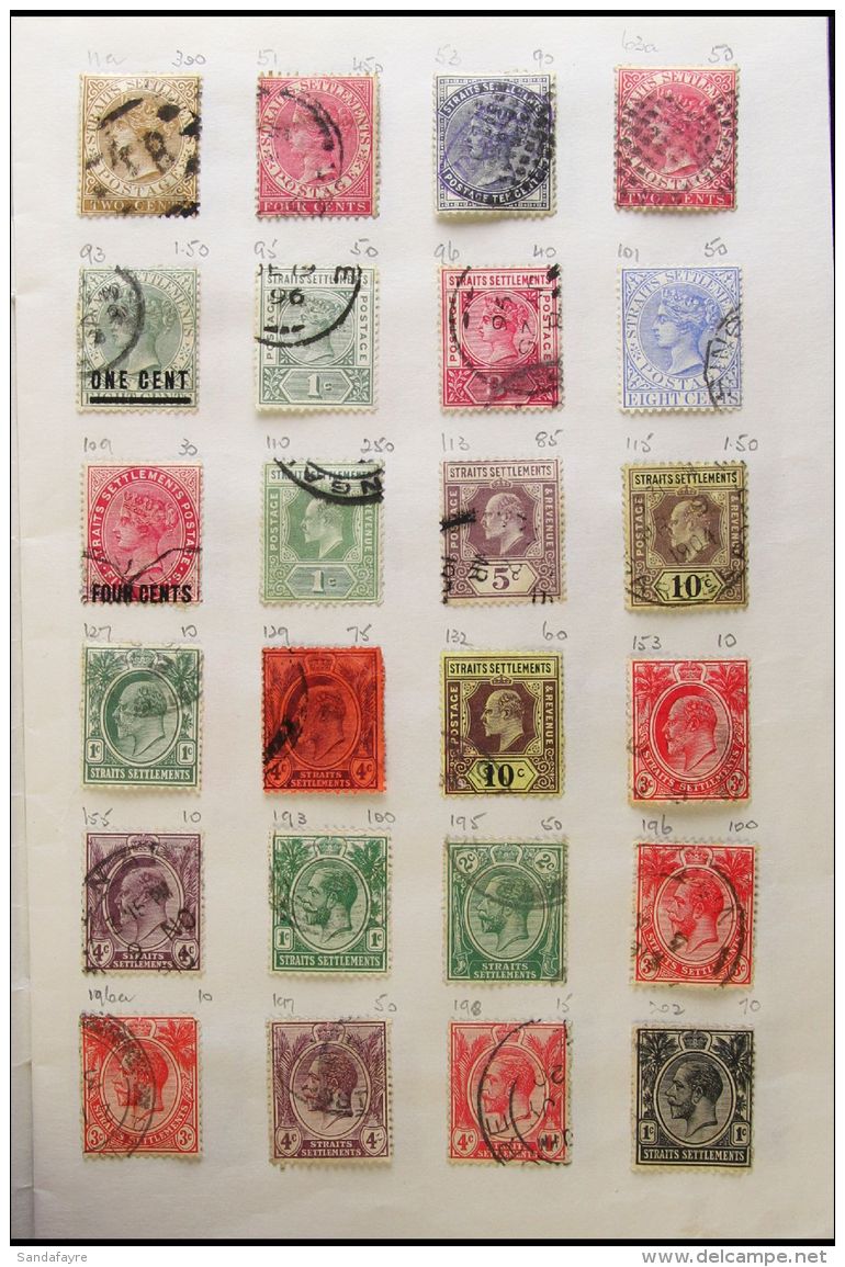 1867-1945 MINT &amp; USED Stamps In An Approval Book, Inc 1937-41 Mint Vals To 50c Inc 1c, 5c, 6c, 8c, 10c, 12c,... - Straits Settlements