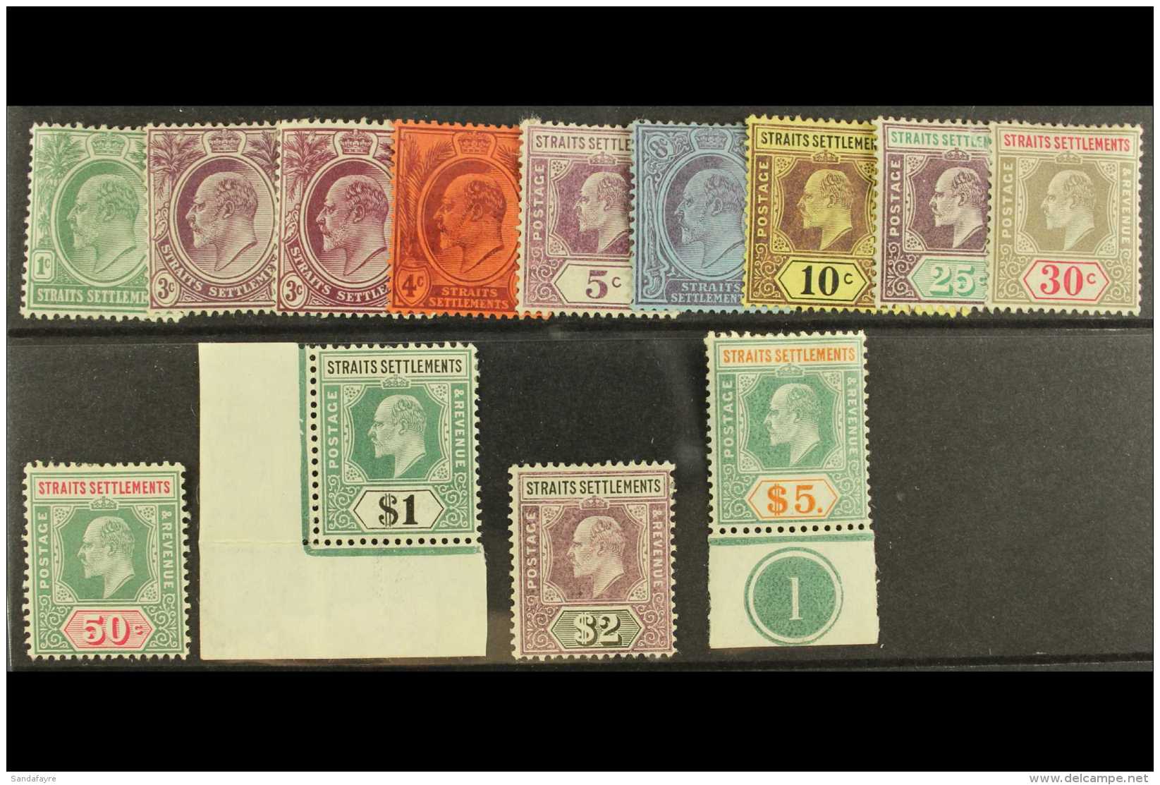 1904-10 Complete MCA Set, SG 127/138a, Plus 3c Plum Shade, The 25c With A Tear, Otherwise Fine Mint, The $5 With... - Straits Settlements