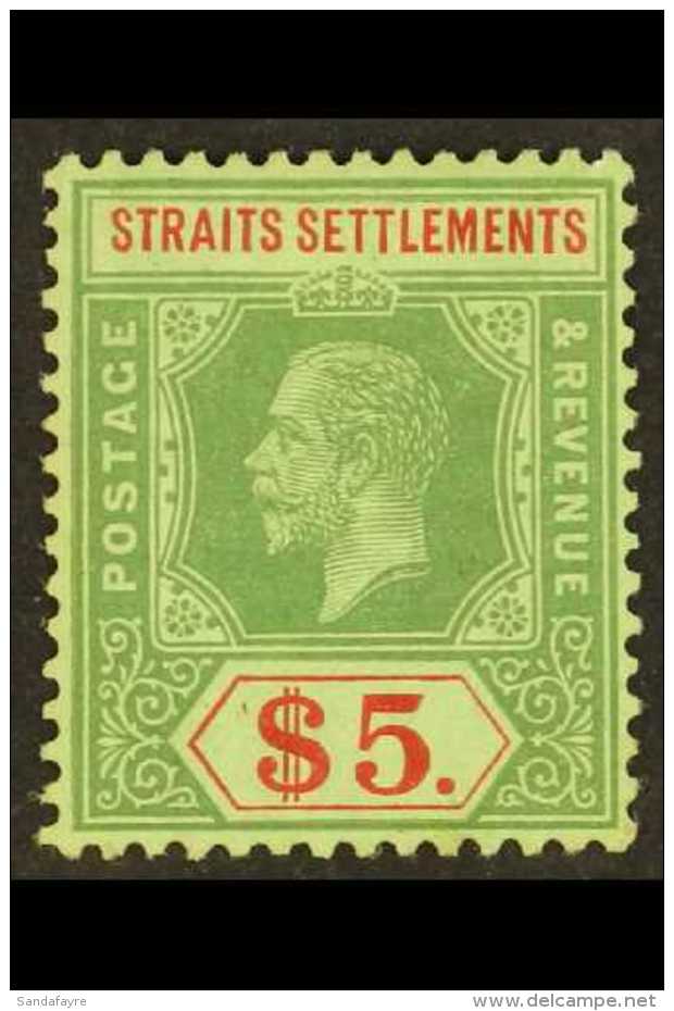 1912 - 23 $5 Green And Red Die II On Emerald Back, SG 212d, Very Fine And Fresh Mint. For More Images, Please... - Straits Settlements