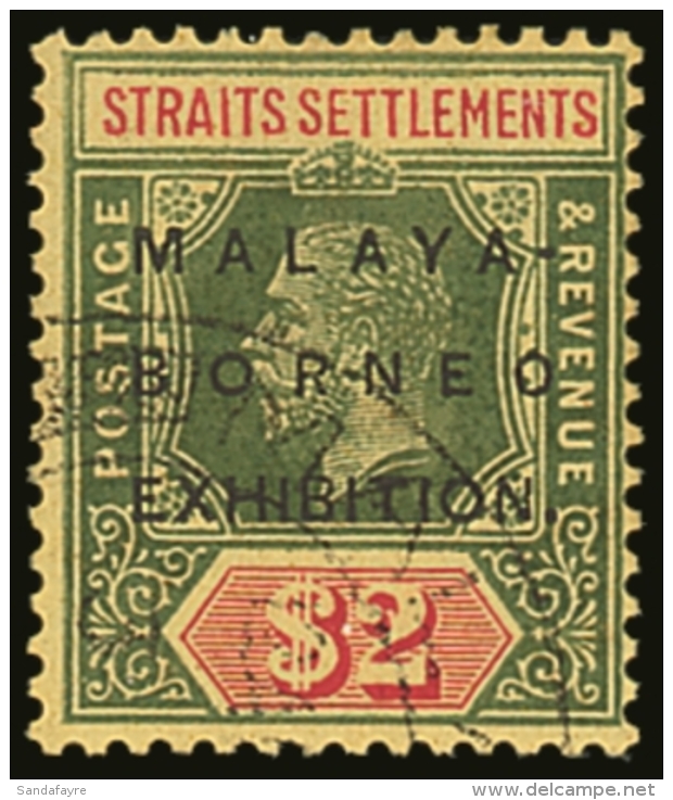 1922 $2 Green And Red On Yellow With OVAL LAST "O" Variety, SG 248b, Very Fine Used. For More Images, Please Visit... - Straits Settlements
