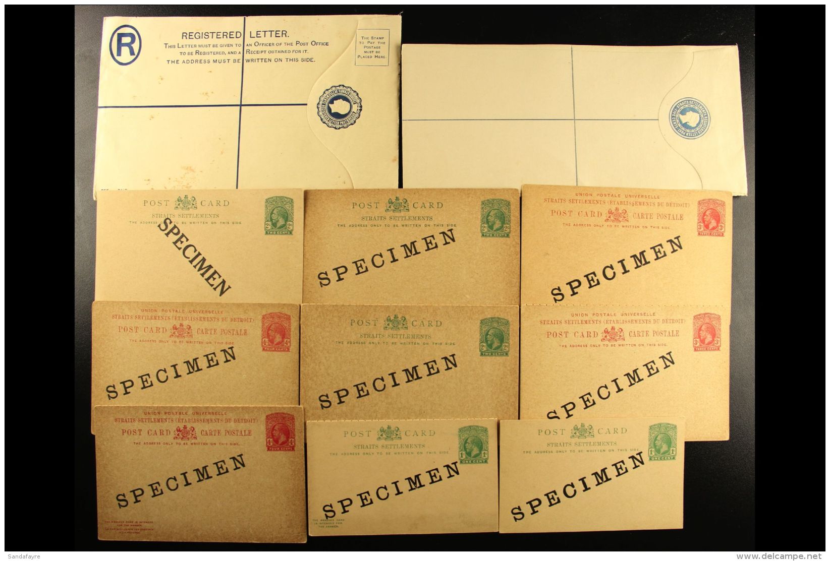 POSTAL STATIONERY WITH "SPECIMEN" OVERPRINTS 1891-1924 All Different Unused Collection With 1912 1c And 3c Cards,... - Straits Settlements