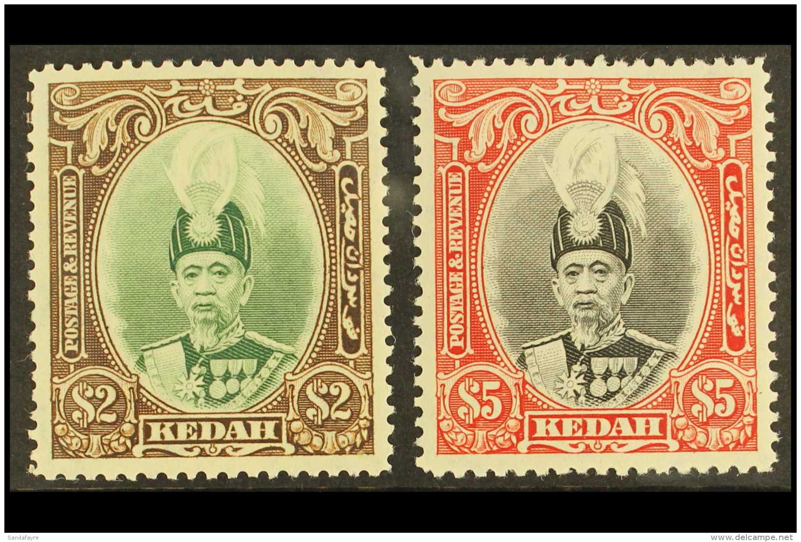 KEDAH 1937 Sultan Halimshah $2 &amp; $5, SG 67/68 Very Fine Mint (2 Stamps) For More Images, Please Visit... - Other & Unclassified