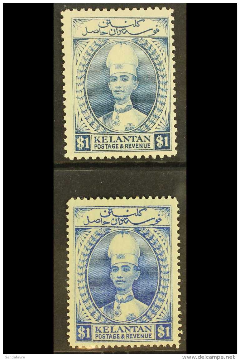 KELANTAN 1928-35 $1 Blue Set With Perf 12 &amp; Perf 14, SG 39/39a, Fine Mint (2 Stamps) For More Images, Please... - Other & Unclassified