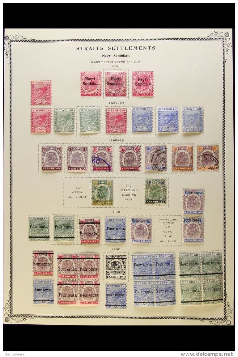 NEGRI SEMBILAN 1891-1961 MINT &amp; USED COLLECTION On Pages, Inc 1891-94 Sets (x2) Mint Inc 5c (x3), 1895-99 2c... - Other & Unclassified