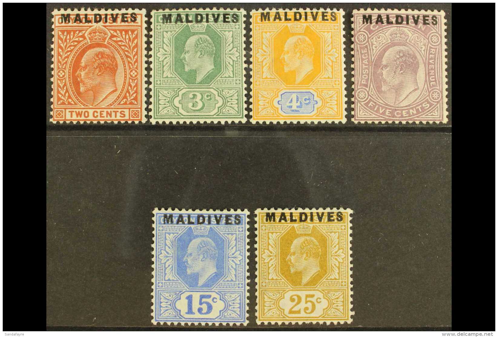 1906 Complete Overprints Set, SG 1/6, Very Fine Mint. (6) For More Images, Please Visit... - Maldives (...-1965)