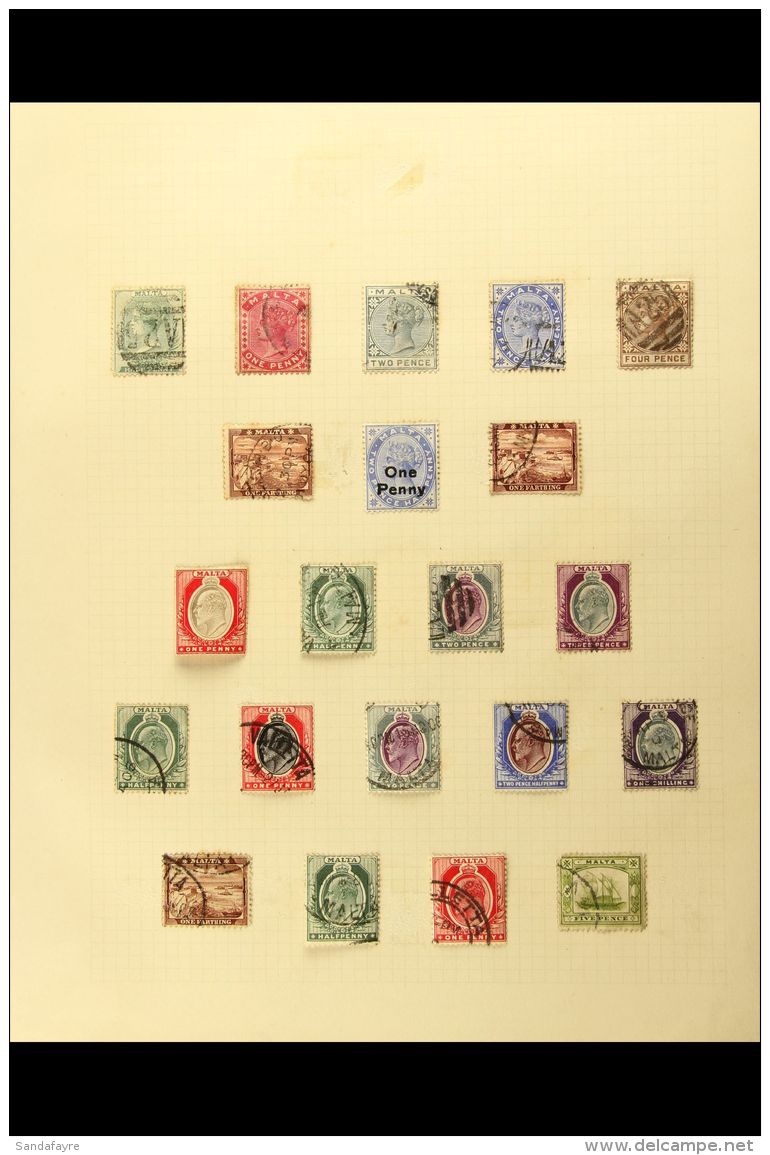 1885-1966 MINT AND USED COLLECTION On Album Pages, Includes KEVII Values To 1s Used, 1926 "POSTAGE" Opts To 1s... - Malta (...-1964)