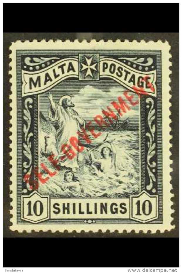 1922 10s Blue-black, Wmk CC, Ovptd "Self Government", SG 105, Very Fine And Fresh Mint. For More Images, Please... - Malta (...-1964)