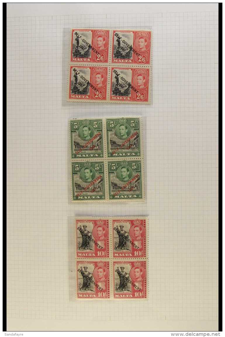 1948 Self Government Set Complete, SG 234/48, In Superb NHM Blocks Of 4. (21 Blocks) For More Images, Please Visit... - Malta (...-1964)