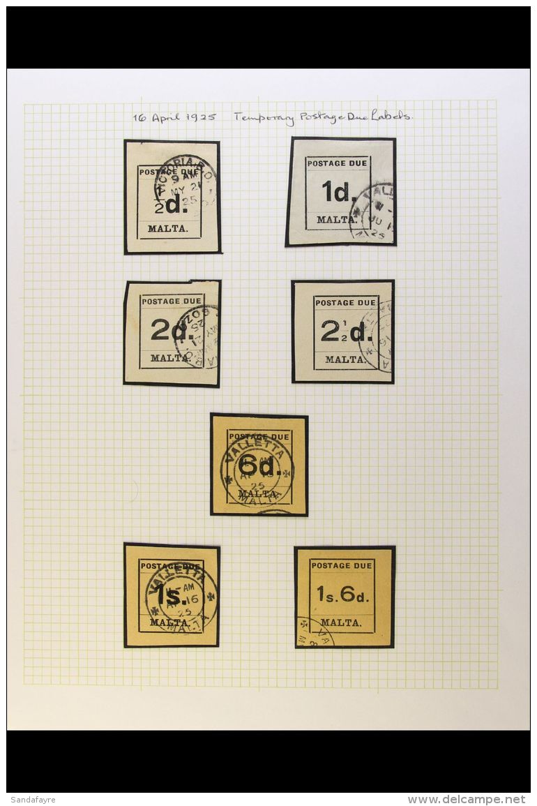 POSTAGE DUES 1925-1970 Mint And Used Collection Written Up On Album Pages, Includes 1925 Imperf (typset) Complete... - Malta (...-1964)