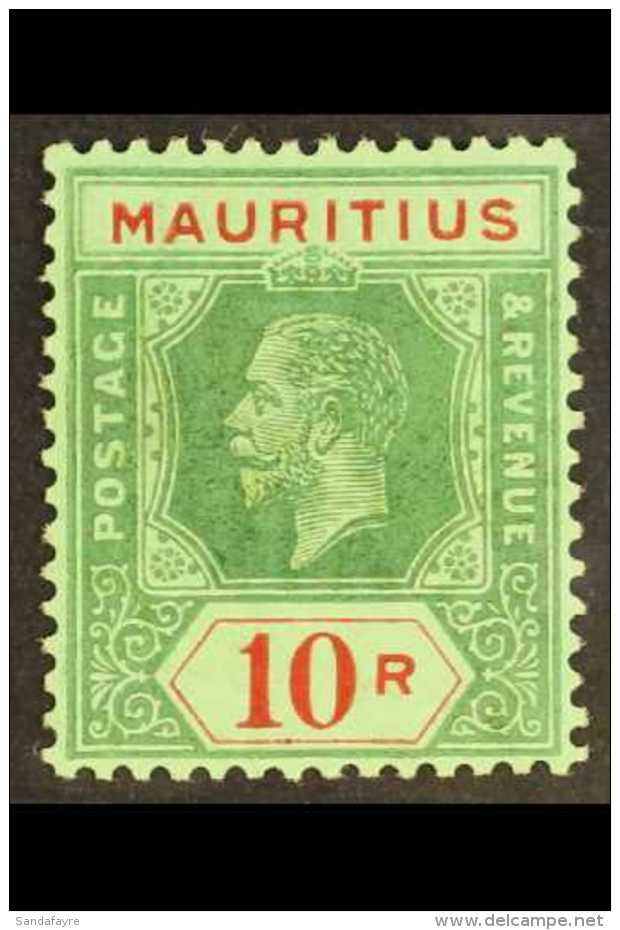 1913-22 10r Green &amp; Red/green On Emerald (olive Back), SG 204b, Very Fine Mint For More Images, Please Visit... - Mauritius (...-1967)