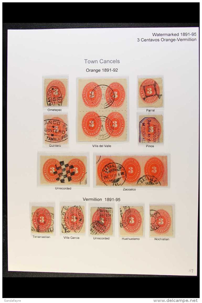 1890-1895 POSTMARKS. An Interesting Collection Of 3c &amp; 10c Numerals Selected For Nice Clear Postmarks Inc Town... - Mexico