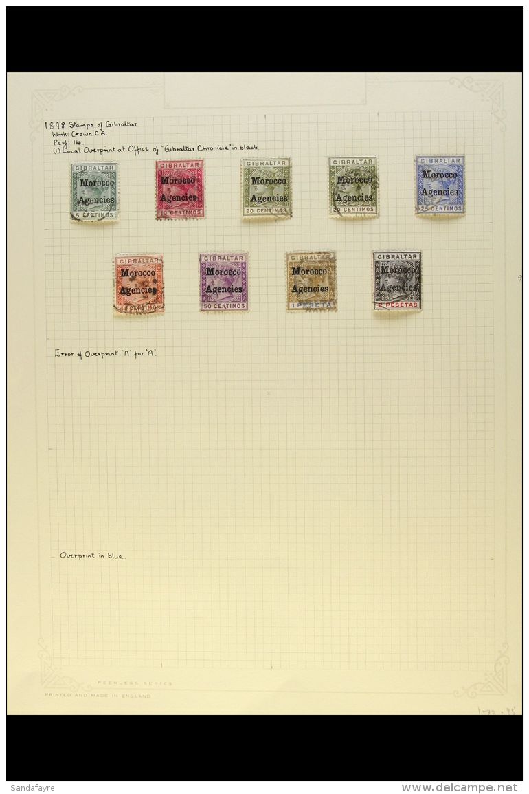 1898-1906 GIBRALTAR ISSUES OVERPRINTED, FINE USED COLLECTION Written Up On Pages, With 1898-1900 Set, 1899 To 1p,... - Other & Unclassified