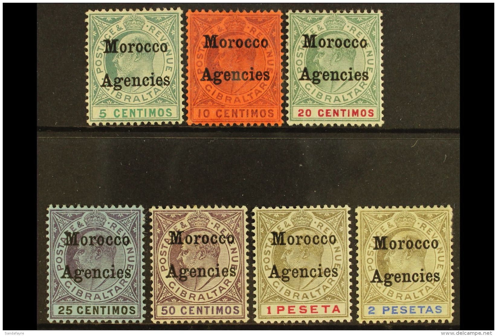 1903-05 KEVII (Gibraltar) Opt'd Set, SG 17/23, Fine Mint (7 Stamps) For More Images, Please Visit... - Other & Unclassified