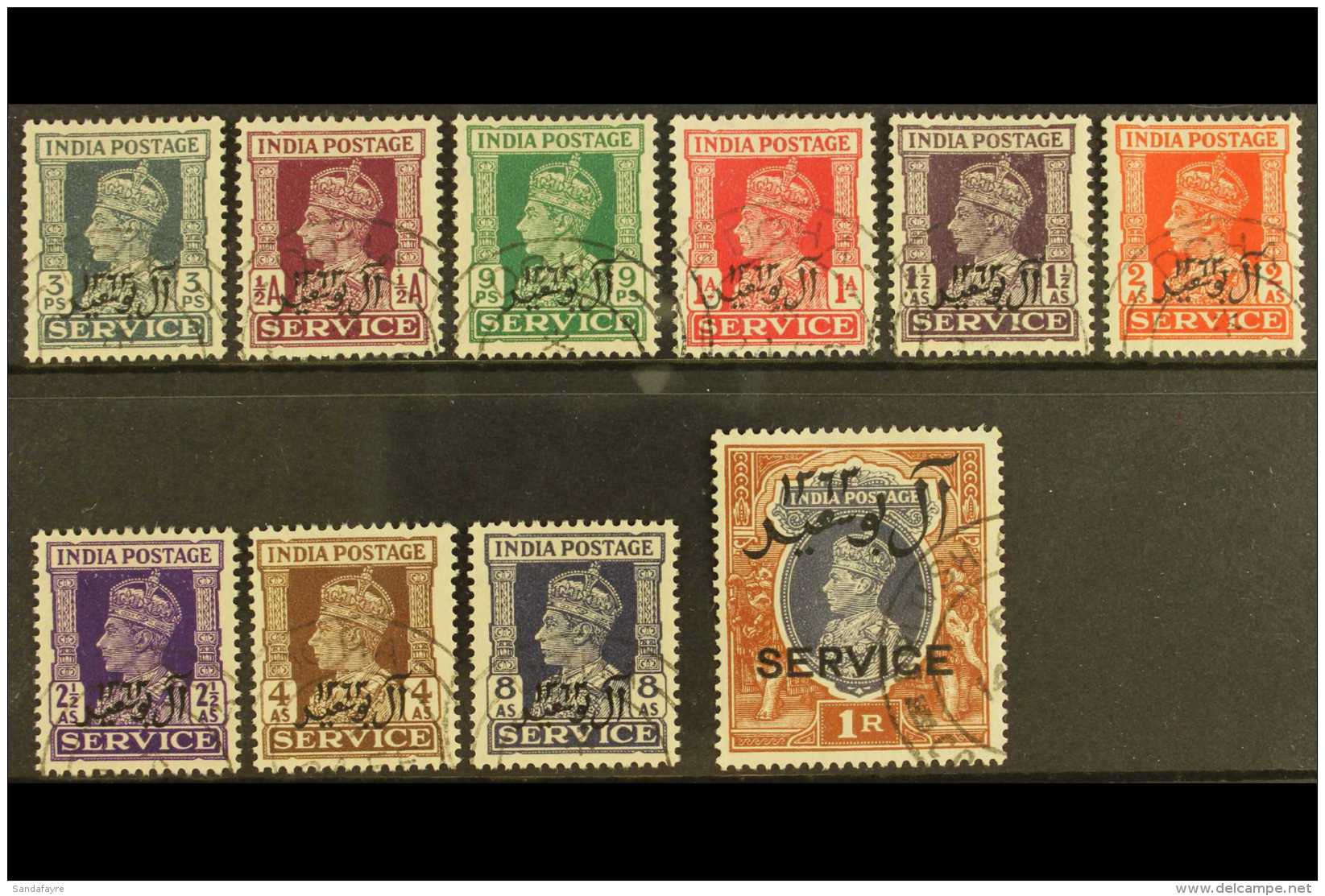 OFFICIALS 1944 Complete Set, SG O1/O10, Very Fine Used (10 Stamps) For More Images, Please Visit... - Oman