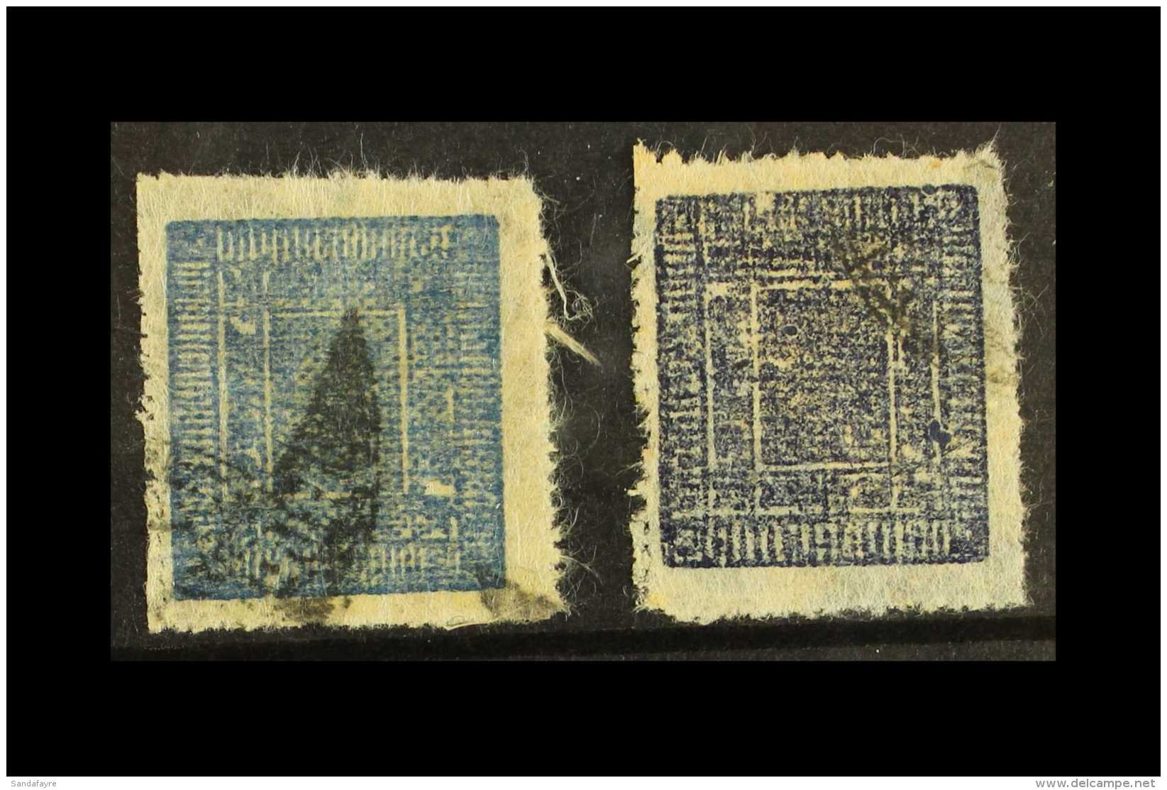 1901-17 1a Blue And 1a Ultramarine On Native Paper, Type II, Pin-perf, SG 28/29, Used. (2 Stamps)  For More... - Nepal