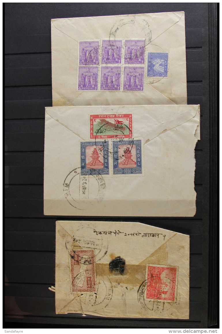 POSTAL HISTORY GROUP Wide Range Of Covers Kept In A Stock Book, Stamps Applied To The Back Of The Envelopes With... - Nepal