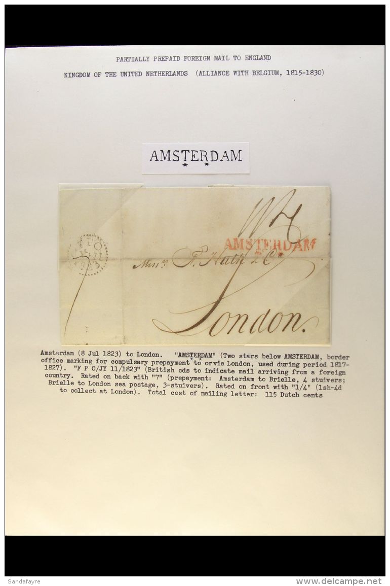 1823-1864 MAIL TO ENGLAND. An Interesting Group Of Stampless ENTIRE LETTERS, Inc 1823 With Straight-line... - Other & Unclassified