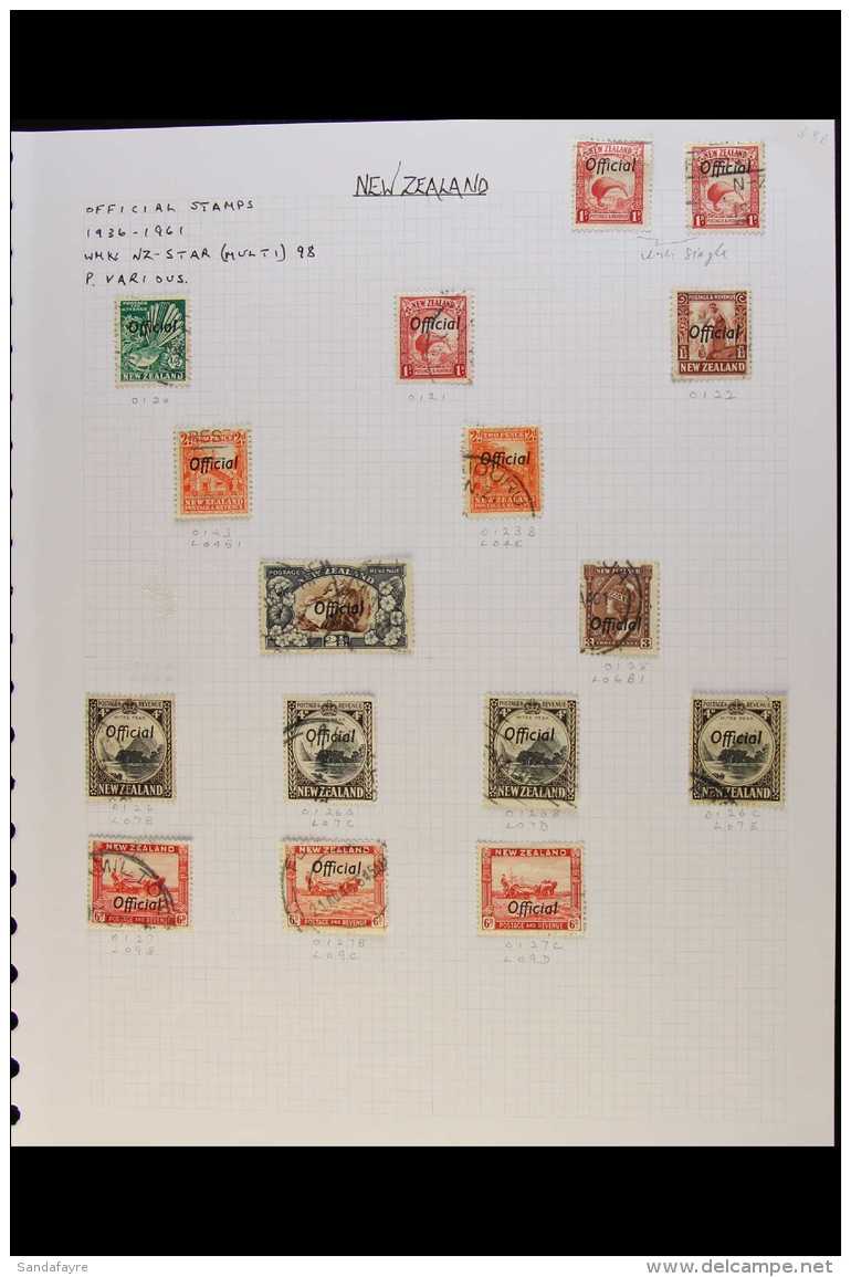 OFFICIALS 1936-1961 COMPREHENSIVE FINE USED COLLECTION On Leaves, Inc 1936-61 Pictorials Wmk Mult Set With Most... - Other & Unclassified