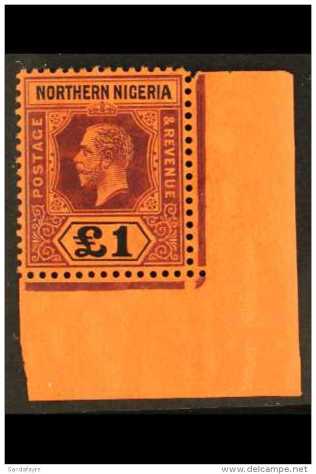 1914 &pound;1 Deep Purple And Black / Red, Wmk Mult Crown CA, SG 12, Never Hinged Mint Example From The Low Right... - Nigeria (...-1960)