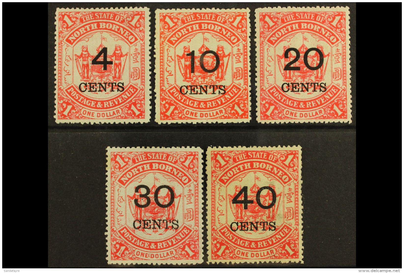 1895 Surcharge Set, SG 87/91, Fine Mint, The 40c On $1 Lightly Toned (5 Stamps) For More Images, Please Visit... - North Borneo (...-1963)