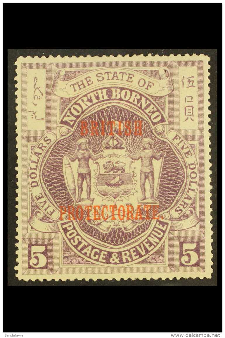 1901-05 $5 Dull Purple "British Protectorate" Opt, SG 144, Fine Mint For More Images, Please Visit... - North Borneo (...-1963)