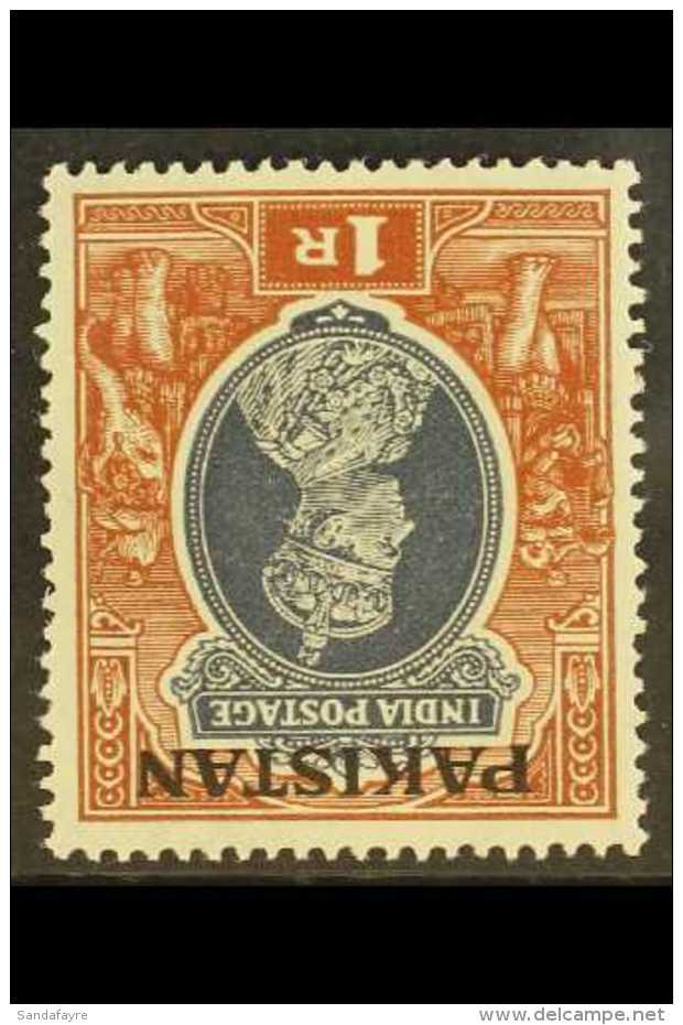 1947 1r Grey &amp; Red-brown, Watermark INVERTED, SG 14w, Never Hinged Mint. For More Images, Please Visit... - Pakistan
