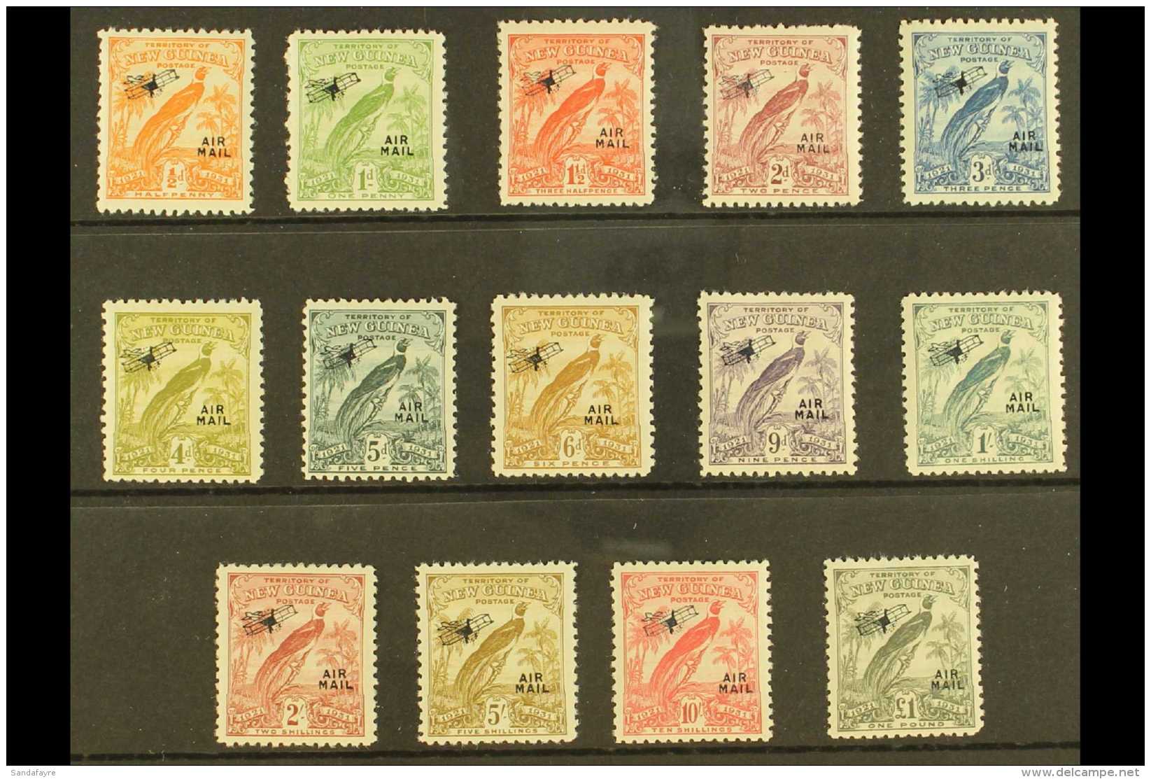 1931 Air "Air Mail" Overprints Complete Set, SG 163/76, Fine Mint, &pound;1 Is Never Hinged, Fresh. (14 Stamps)... - Papua New Guinea