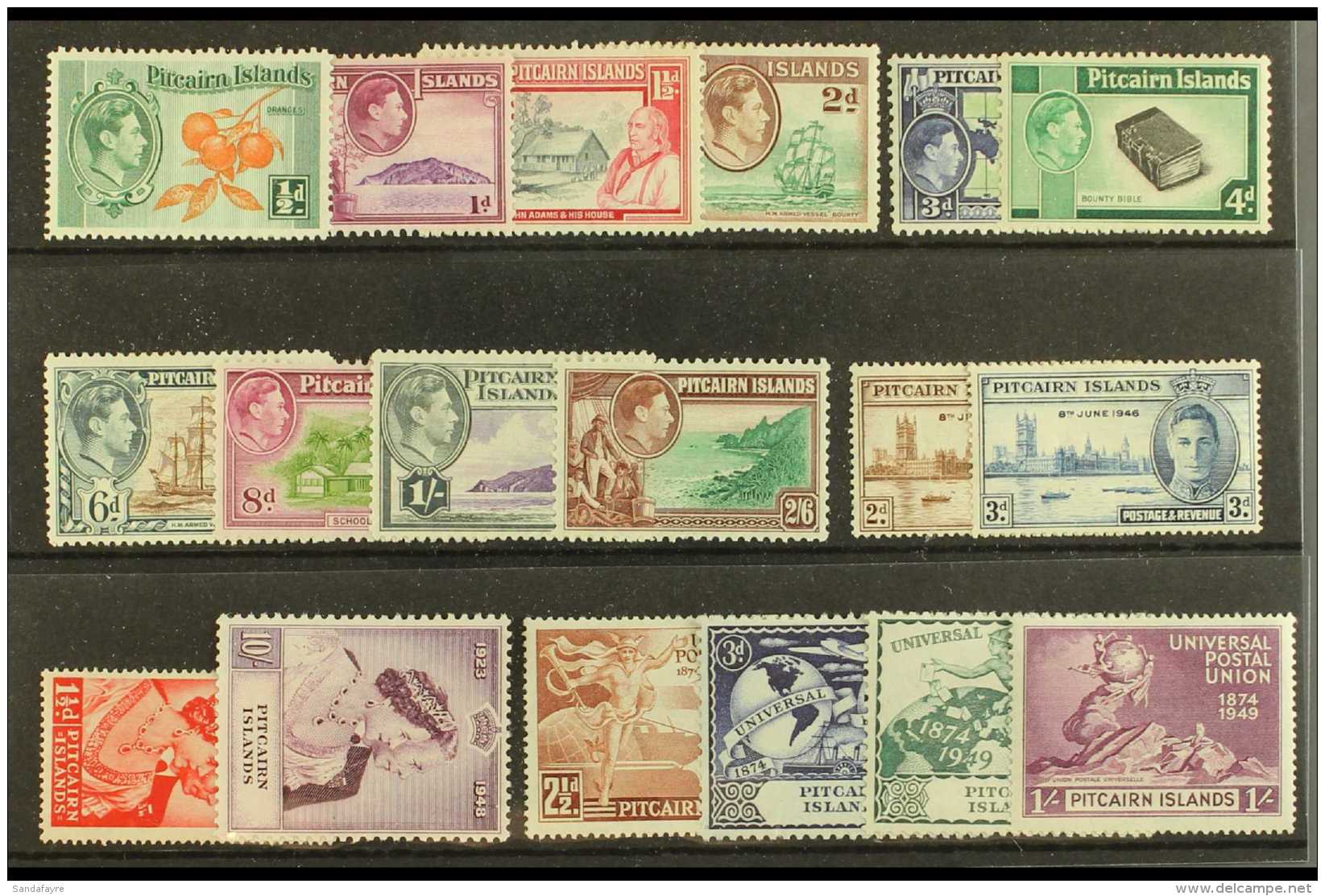 1940-52 KGVI COMPLETE MINT Collection On A Stock Card, SG 1/16, Fine Mint (18 Stamps) For More Images, Please... - Pitcairn Islands